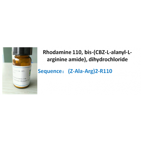 Rhodamine 110, bis-(CBZ-L-alanyl-L-arginine amide), dihydrochloride